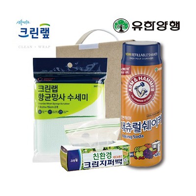 친환경스위트홈세트49호(암앤해머베이킹소다+크린랩지퍼백+항균망사수세미)