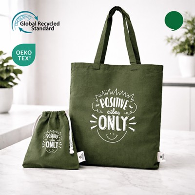 리사이클 카키컬러 세트 (리사이클카키컬러라이트에코백 + 카키미르셔링컬러파우치)