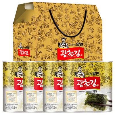 광천 김세트 김 선물 4캔김 명절 선물세트,