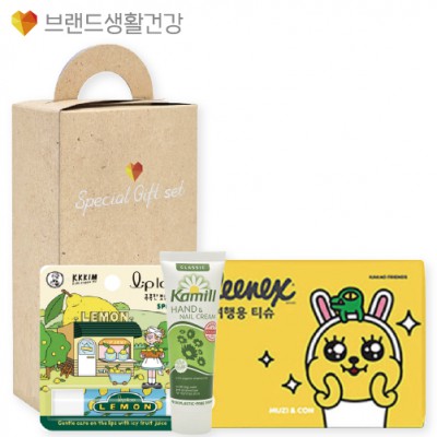 브생건661호 3종세트(카밀 핸드크림+멘소래담 립아이스 립밤+크리넥스 카카오티슈)