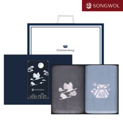 송월타올 달보드레 전통 자개(130g) 자수 2P세트