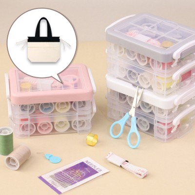 로페리아 가정용 3단구성 재봉도구 세트 보관함,복주머니형 에코백세트(0217253)