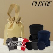 플씨드 겨울 4종 복주머니 파우치 C세트 (폴라폴리스 넥워머+스마트 터치 사슴장갑+왕 귀마개)