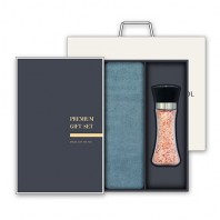 [송월] 프리미엄 선물세트 핑크솔트 수건 콤보세트 항균 150g 호텔타월 1P + 히말라야 핑크소금(200g) 1P