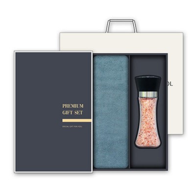 [송월] 프리미엄 선물세트 핑크솔트 수건 콤보세트 항균 150g 호텔타월 1P + 히말라야 핑크소금(200g) 1P