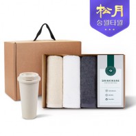 송월타올 리빙 기프트세트 1 (뉴베이직130g 3P + 커피텀블러630ml 1P)