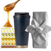 스타벅스 SS 블랙 매트 엘마 텀블러 + 국내산 허니스틱 + 보자기포장 세트