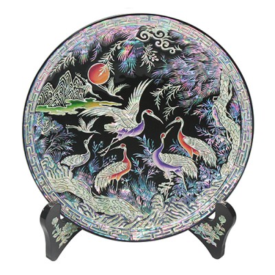 자개원쟁반(미니)-송학(흑)