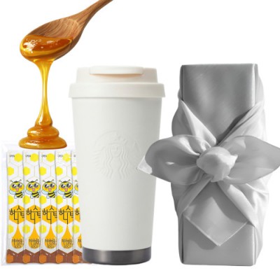 스타벅스 SS 시그니처 엘마 텀블러 + 국내산 허니스틱 + 보자기포장 세트