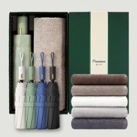 라이트핏 로얄버튼 3단자동 암막양우산+송월타올뉴라이트무지150g 우산타올 선물세트