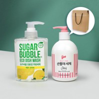 애경 울샴푸 손빨래 펌프형  슈가버블 주방세제  2종세트