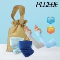 플씨드 여름 3종 복주머니 파우치 F세트 (무지 쿨마스크+국산 고급 손등커버형 쿨토시)