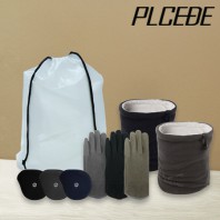 플씨드 겨울 4종 EVA파우치 G세트 (프리미엄 넥워머+클래식 벨벳 논슬립 터치 장갑+청음 귀마개)