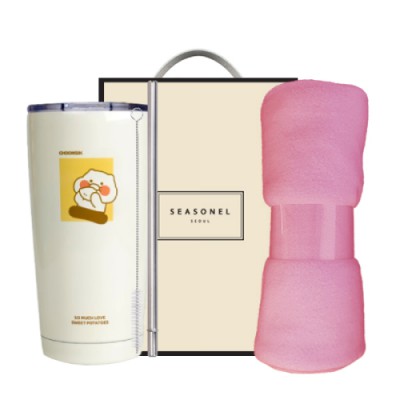 시즈넬 선물세트 카카오 춘식이 빨대 텀블러+무릎담요