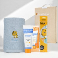 카카오세면타올+LG퓨어더마 선크림+카카오양치 3종세트(브생건 손잡이박스)