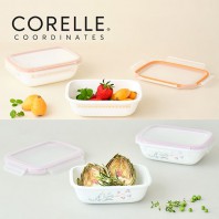 코렐_코디네이츠 밀크글라스 밀폐용기 직사각 2종(대) (산호세/자카드밴드)