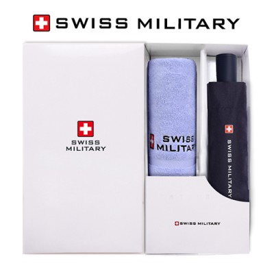 스위스밀리터리 친환경 3단수동 우산+140g면사타올 세트