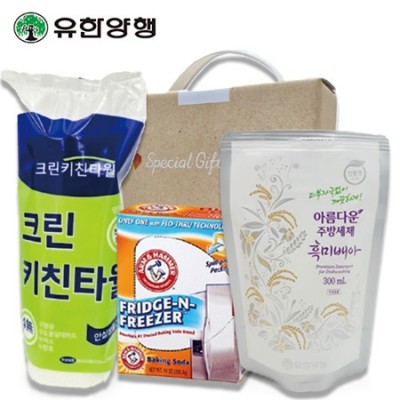 스위트홈세트21호 (크린키친타올+암앤해머에프앤에프396.8g+유한양행주방세제)3종(손잡이고급케이스)