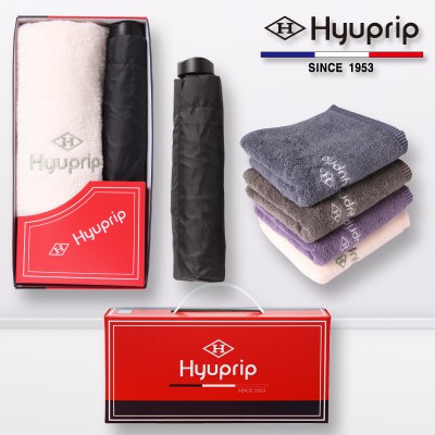 협립 4단 52 mini 암막 웨이브 핸들 수동식 우양산+호텔코마170타월1P-세트