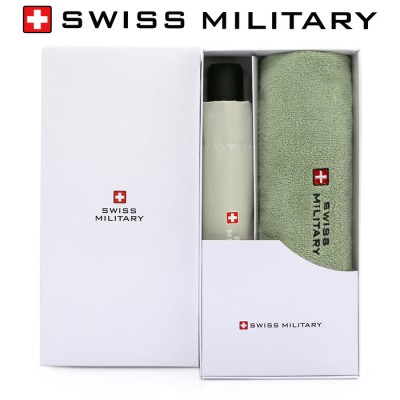 스위스밀리터리 3단완전자동 밀키 암막 우양산+180g 코마사 면사타올 세트