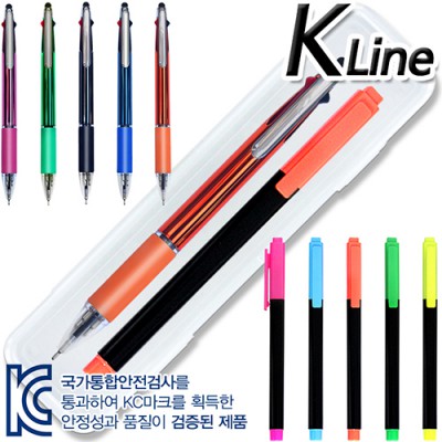 케이라인 UV니들3색터치펜+스타사각형광펜(불투)세트