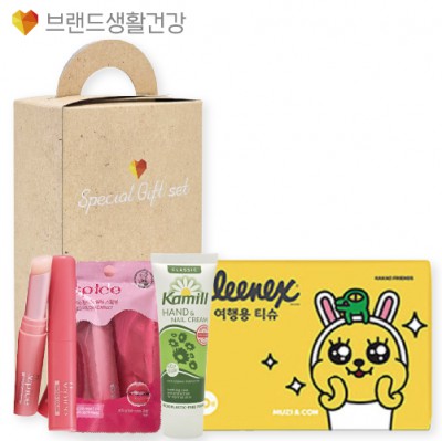 브생건681호 3종세트(카밀 핸드크림+멘소래담 립아이스 매직컬러 립밤+크리넥스 카카오티슈)