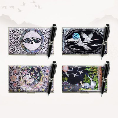 빛나 학 시리즈 자개 2종세트 (자개명함케이스+자개볼펜) 7종 이미지