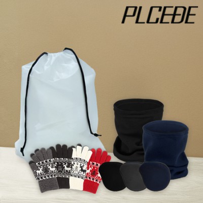 플씨드 겨울 4종 EVA파우치 C세트 (폴라폴리스 넥워머+스마트 터치 사슴장갑+왕 귀마개)