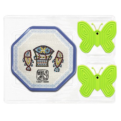 팔각멜라민 냄비받침+실리콘 나비집게 Set