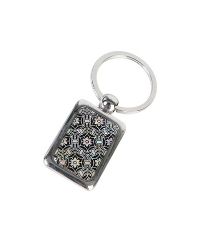 사각열쇠고리-단청(흑백)