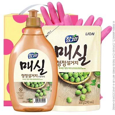 참그린매실500용기 매실300리필 고무장갑32cm 3종