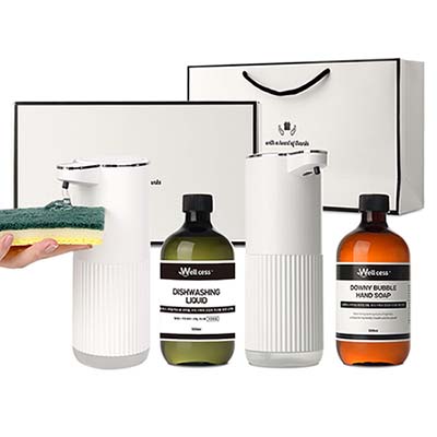 웰세스 WG-103F 버블 자동 디스펜서 1개 + 핸드워시 리필 1 + 젤 주방세제 자동 디스펜서 1개 + 주방세제 리필 1개 세트