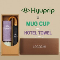 협립 3단 슈퍼 암막 고밀도 원목곡자 완전자동 우양산 +협립호텔코마170타월+로하스 머그컵-세트
