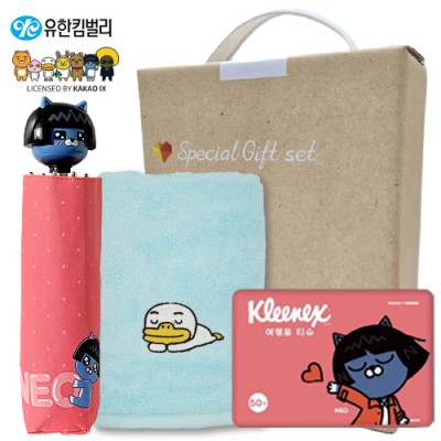 카카오 생활건강세트 19호 (카카오5단입체핸들우산+카카오세면수건+크리넥스여행용티슈)