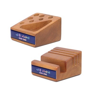 원목큐브2종세트 데스크 사무용품 핸드폰거치대