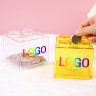 아크릴 사각 큐브 블럭 저금통