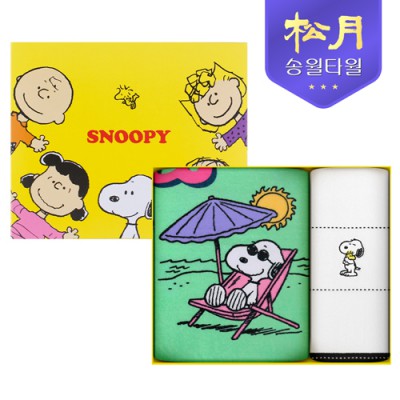 [송월타올] 스누피 베케이션50 비치 +  스누피 프렌즈40 2P세트 (비치1+세면1)