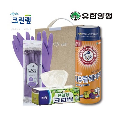 친환경스위트홈세트68호(암앤해머베이킹소다+크린랩크린백+레이스고무장갑)
