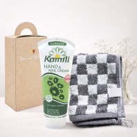 [YEOMINI]카밀 핸드크림100ml&그레이뱀부체스그리드 핸드타올 세트