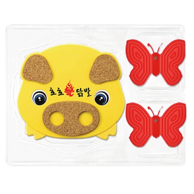 돼지콜크 냄비받침+실리콘 나비집게 Set