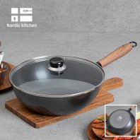 노르딕키친 인덕션겸용(IH) 무쇠 궁중팬28cm + 유리뚜껑 2P