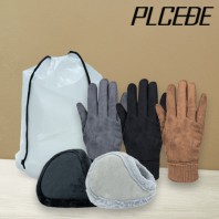 플씨드 겨울 3종 EVA파우치 H세트 (베이직 털 귀마개+스웨이드 터치 장갑)