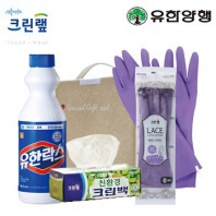 친환경스위트홈세트60호(유한양행 유한락스+크린랩크린백+레이스고무장갑)