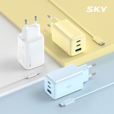 스카이 필 GaN65X 4세대 초미니 65W 멀티 3포트 PD 초고속 충전 어댑터+1.2M 케이블