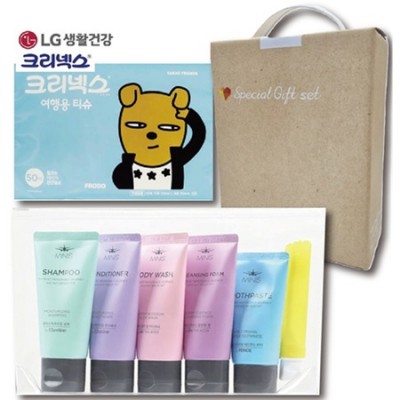 LG여행용세트(미니스고급형6종+크리넥스휴지+케이스)