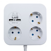 러그박스 3구 사각큐브 USB 멀티탭 1.4m