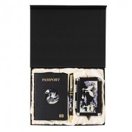 송학3종세트(볼펜+나전가죽여권지갑+손톱깍이)