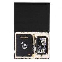 송학3종세트(볼펜+나전가죽여권지갑+손톱깍이)