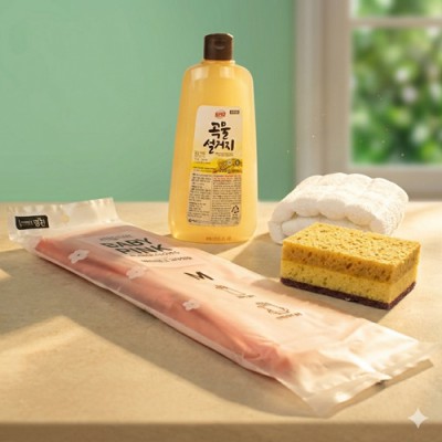 에경 곡물 주방세제 500g 베이비 핑크 고무장갑 4종세트