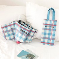 로페리아 빈티지 블루체크 데일리 3단자동우산(0215504)